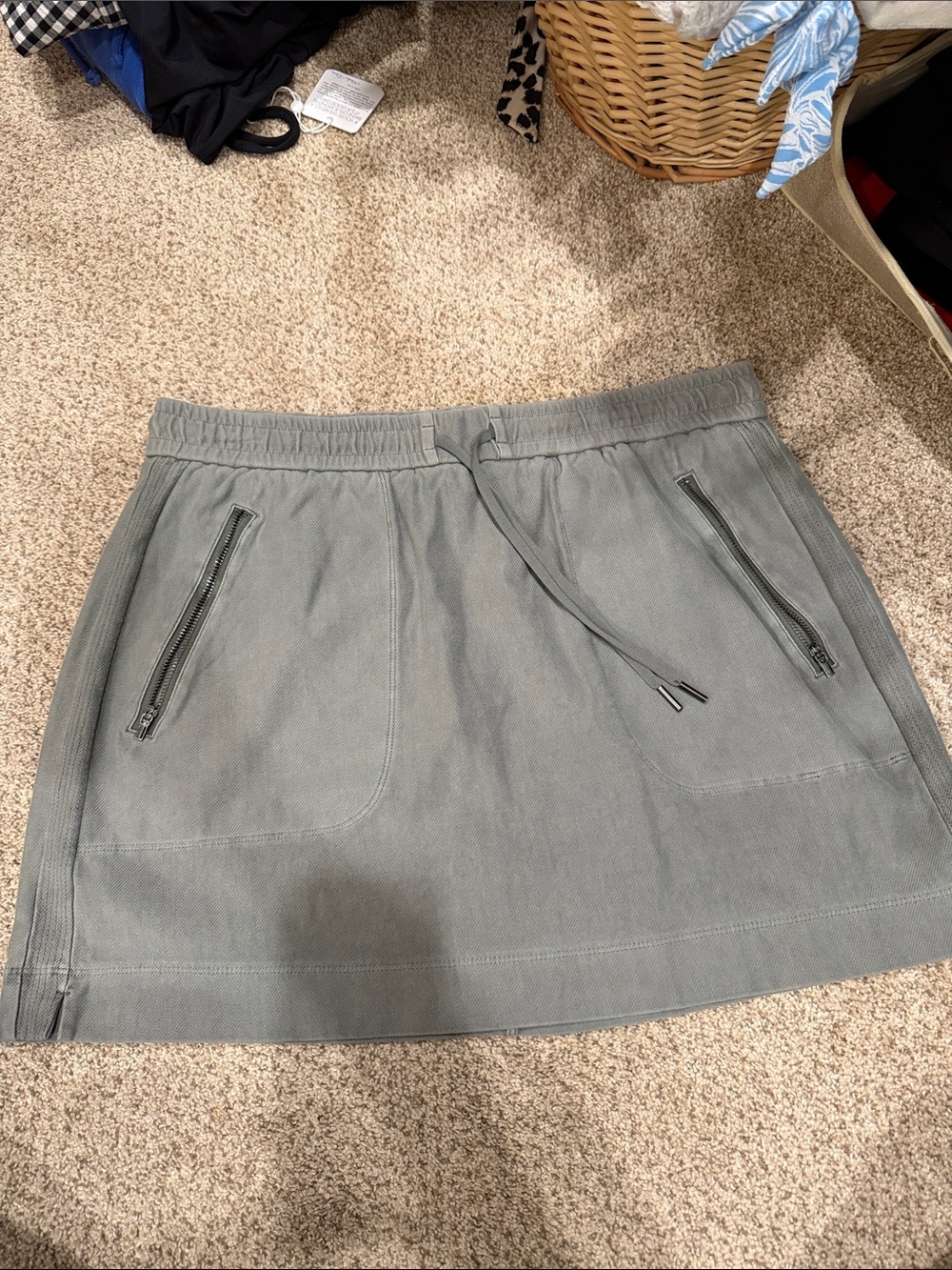 Athleta Drawstring Mini Skirt in Light Gray